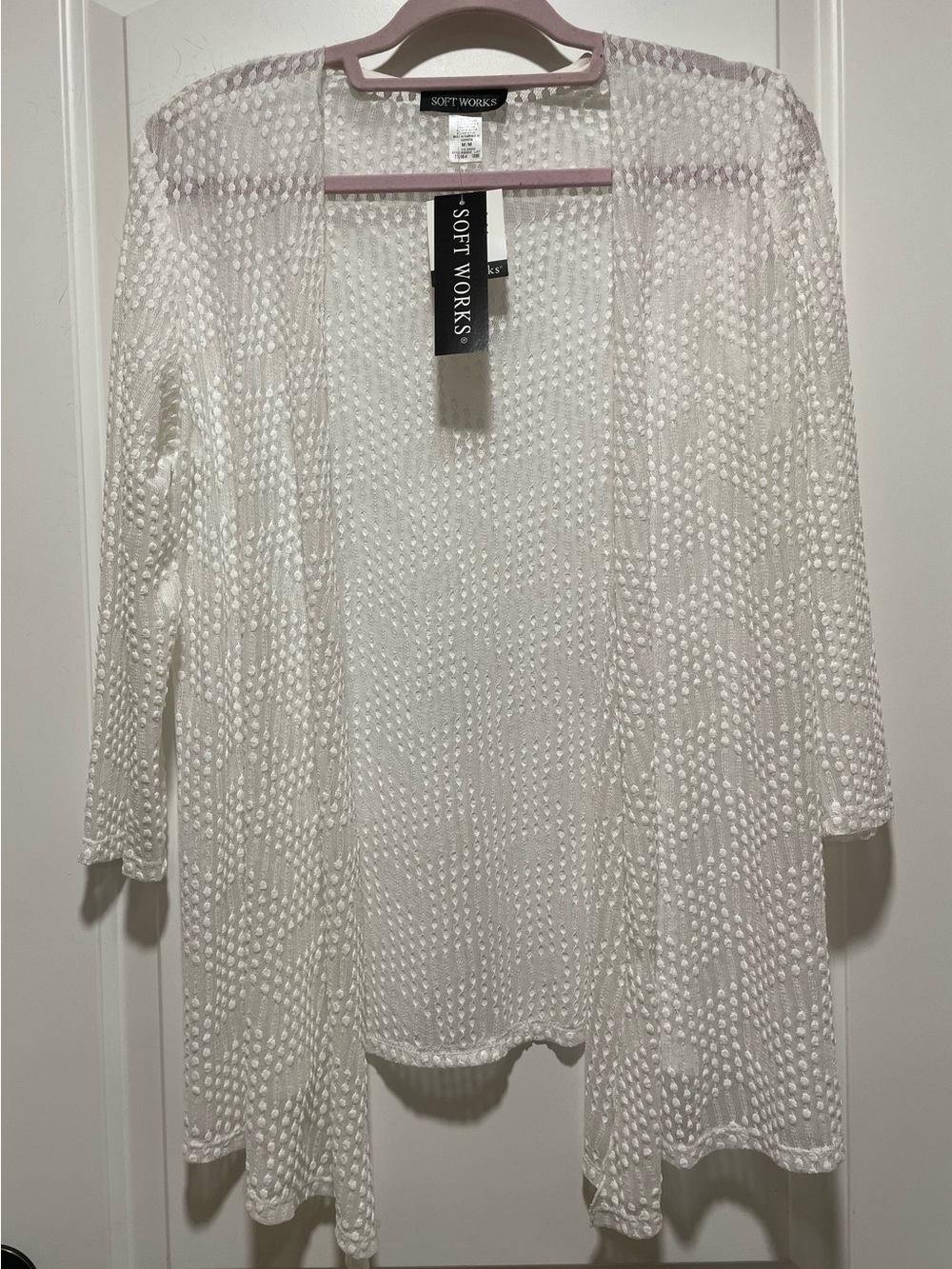 Boutique Chic Sheer 3/4 Sleeve Cream Puff Draped ‘Jacket’ Soft Works Canada Sz M